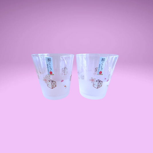 Frosted Sakura Patterned Tumbler Set