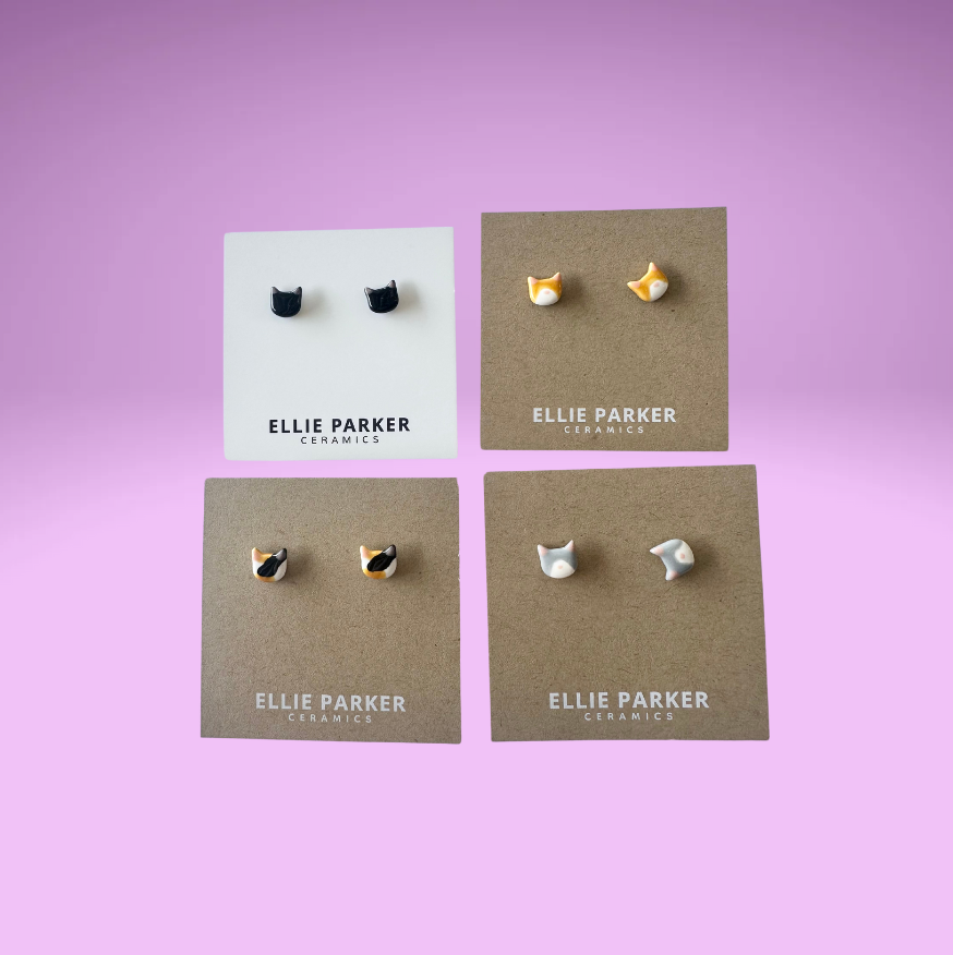 Ceramic Cat Stud Earrings (4 Designs)