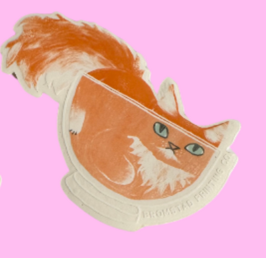 Orange Cat in Bowl Die-Cut Sticker