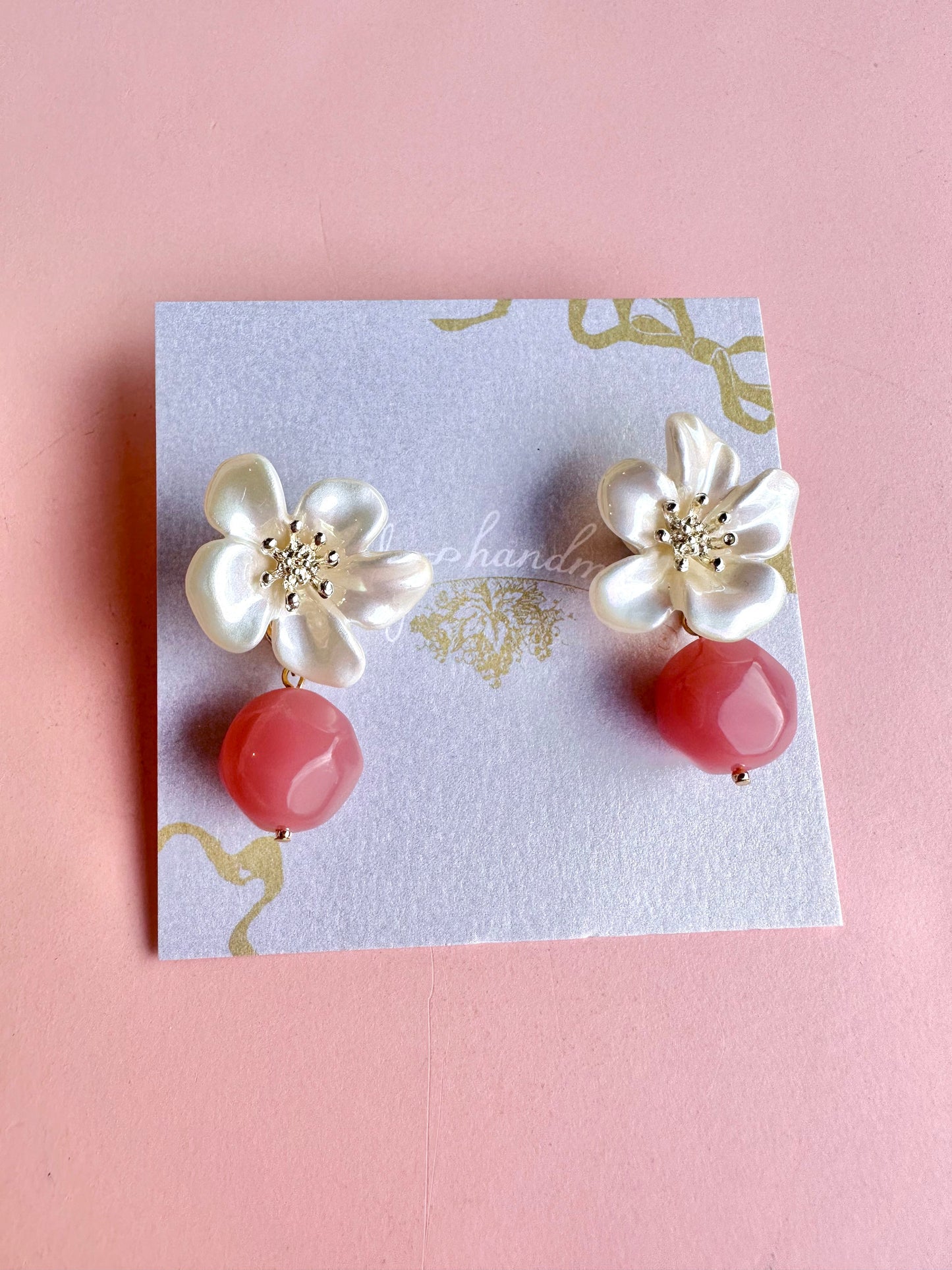 White Flower Earrings